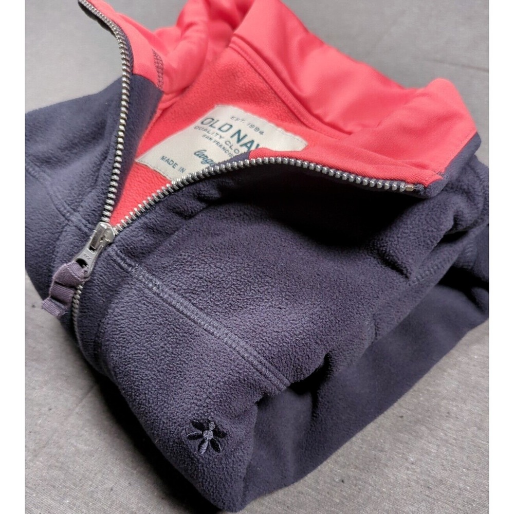 Old‎ Navy Fleece Pullover Black & Orange  1/4 Zip Womens Size L  Jacket Comfort